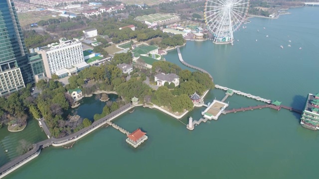 太湖之星摩天轮 无锡 Li garden scenic spot视频素材