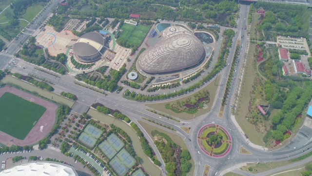 Jiangyin aerial sports center视频素材