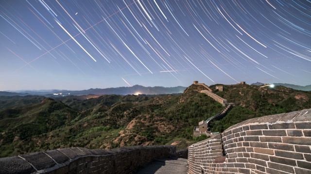 黄昏转星空 北京旅游目的地长城自然风光延时摄影视频素材