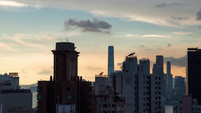 中国香港城市景观日落过程视频下载