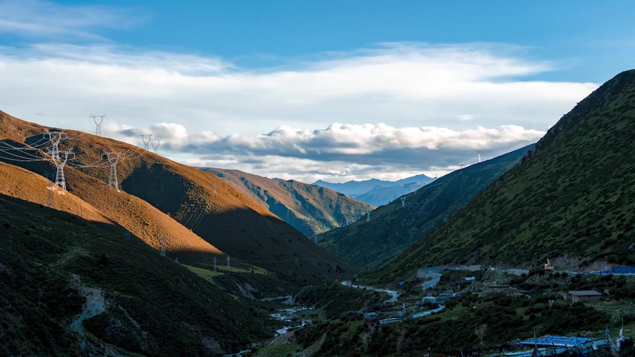 4K中国西藏国家电网高原自然风光延时视频下载