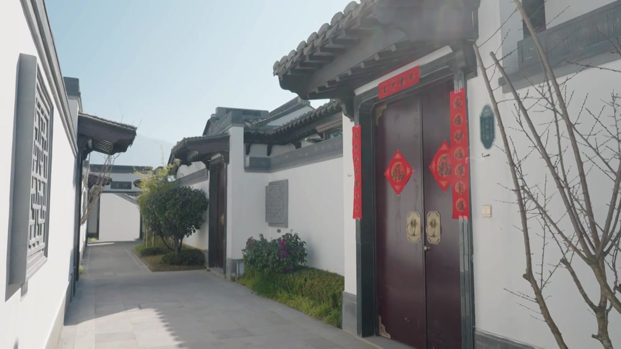 中式别墅住宅区场景视频素材