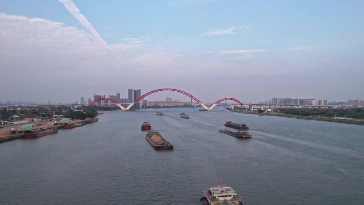 航拍广州番禺新光大桥视频下载