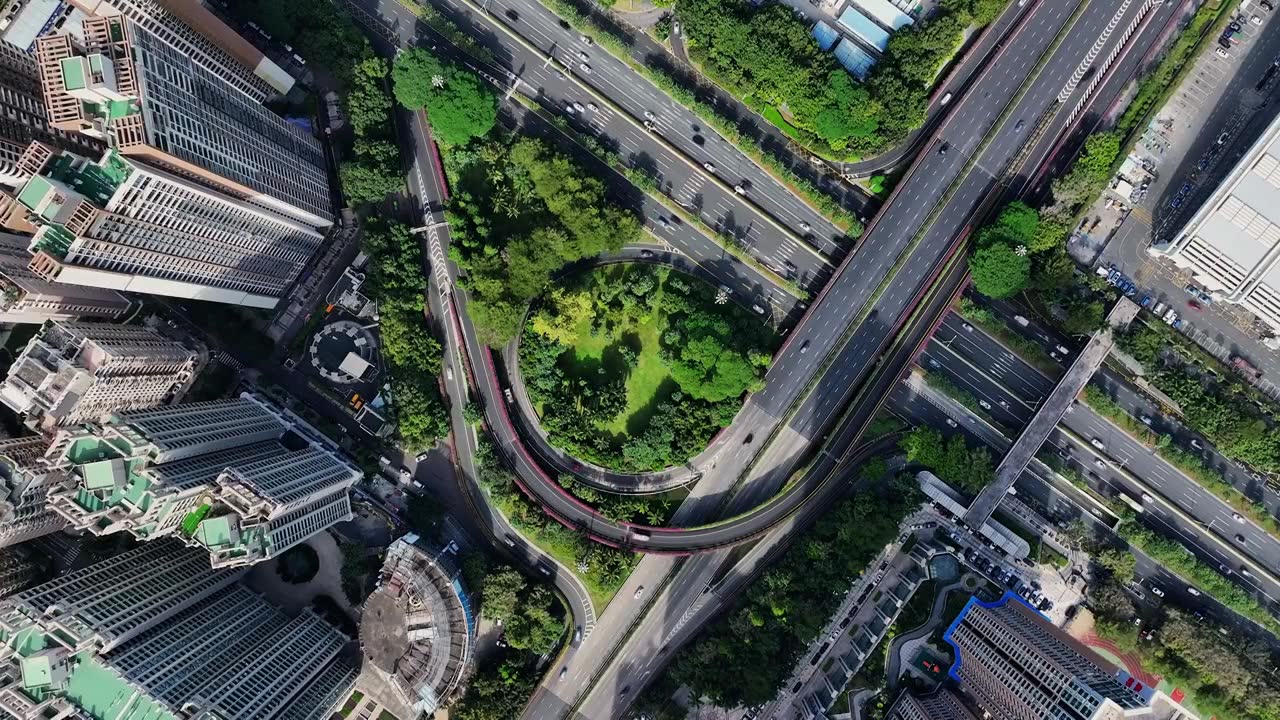 中国广东深圳城市交通航拍视频素材