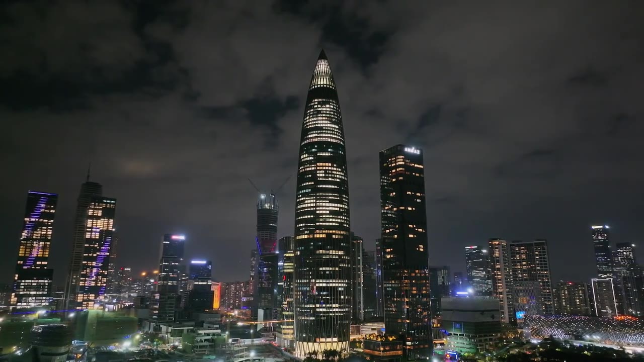 中国广东深圳城市夜晚航拍视频下载