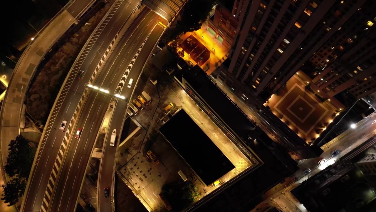 香港街道夜景航拍视频素材