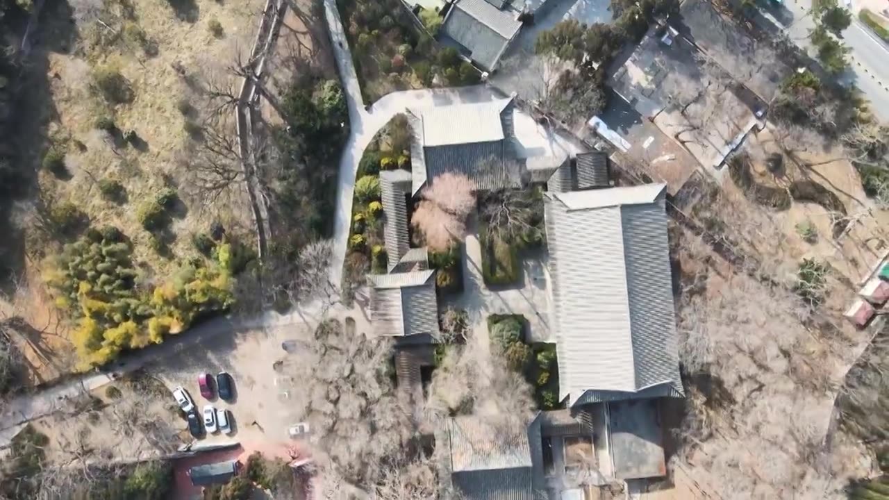 俯拍青岛崂山太清宫景区视频素材