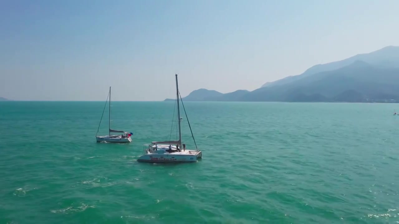 深圳大鹏新区海上帆船比赛视频素材