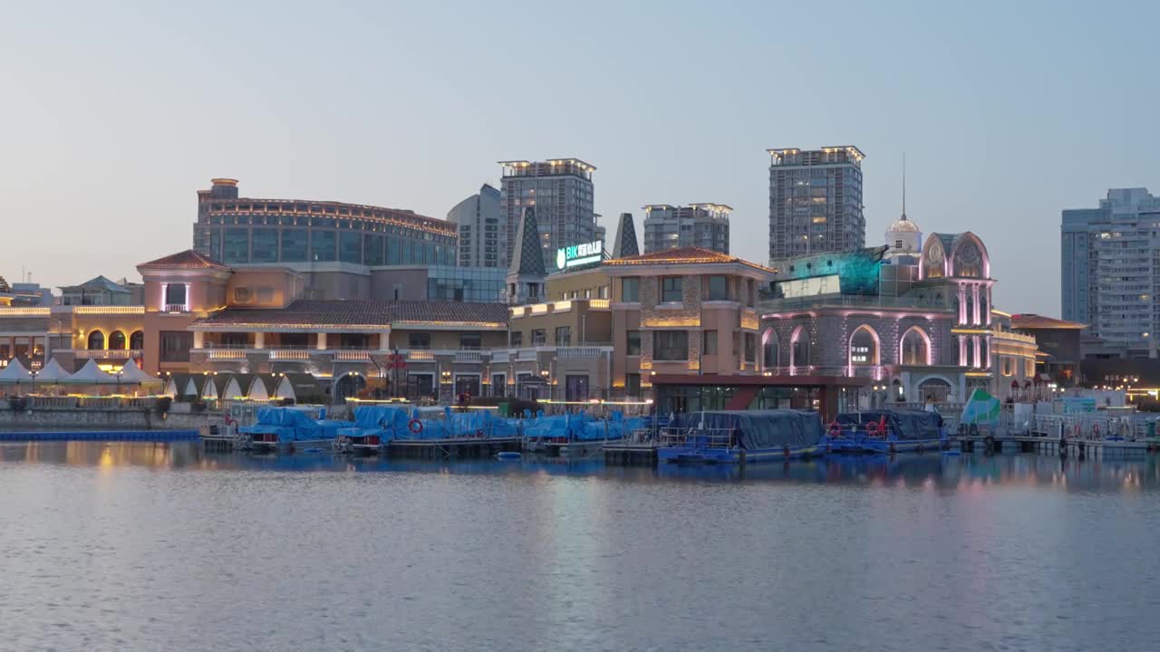 北京朝阳区朝阳公园SOLANA蓝色港湾夜景视频下载