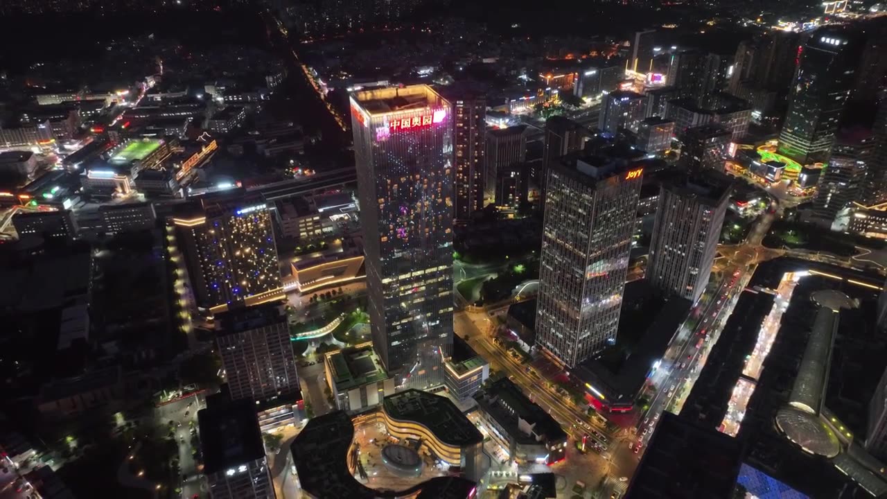 无人机俯拍广东省广州市番禺区南村万博商业中心视频下载