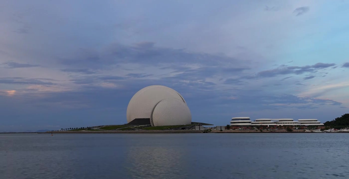 延时珠海旅游现代建筑日月贝大剧院视频下载