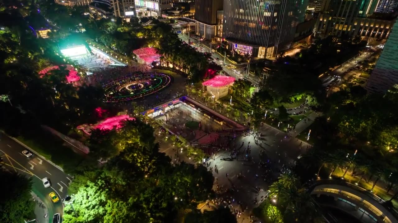 航拍广州夜景音乐广场视频素材