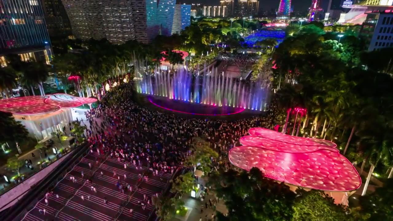 广州航拍花城广场音乐喷泉视频素材