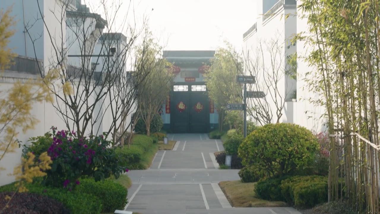 中式别墅住宅区视频素材
