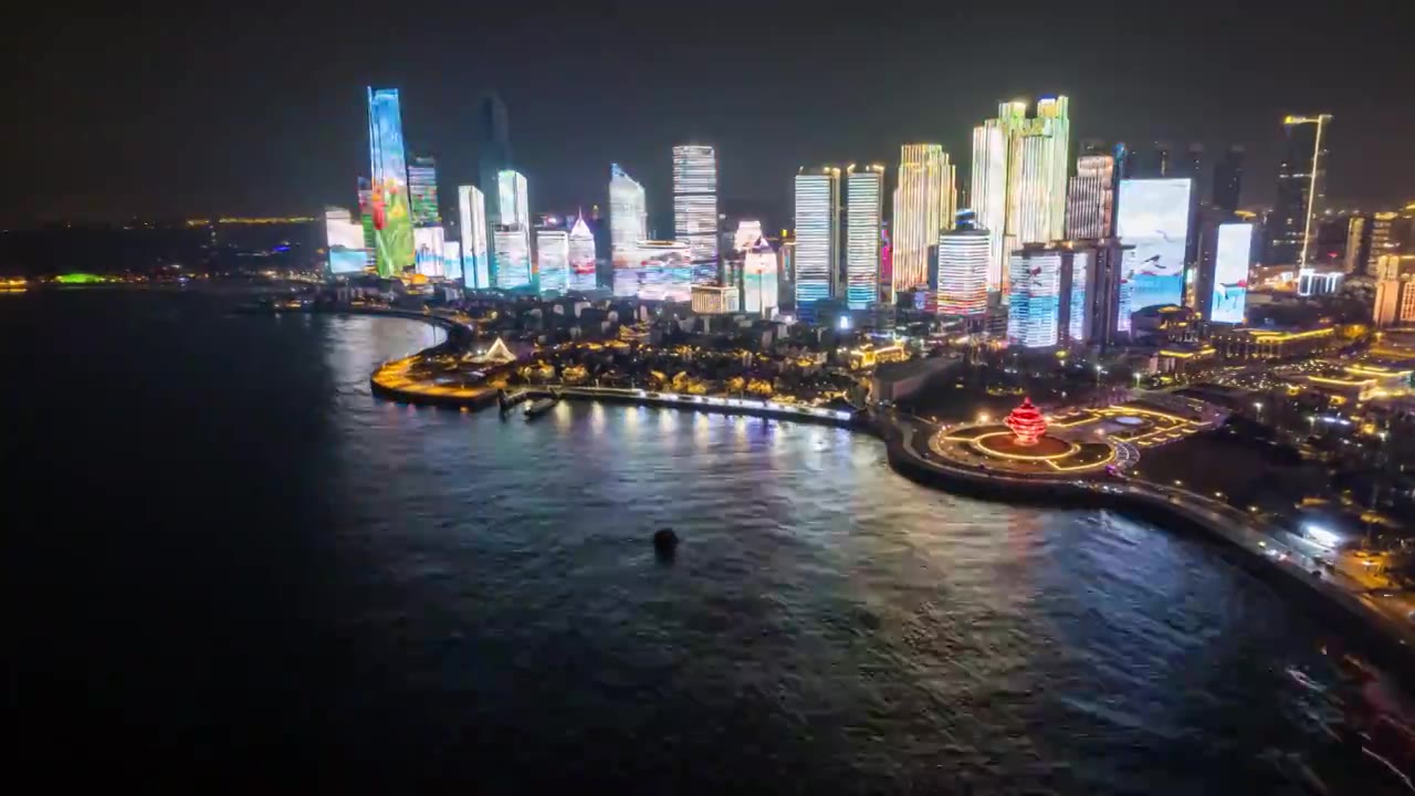 8K青岛滨海风光奥帆中心夜景延时视频下载