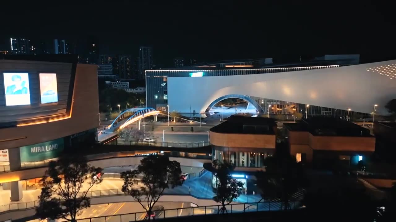 深圳光明文化艺术中心夜景航拍视频下载