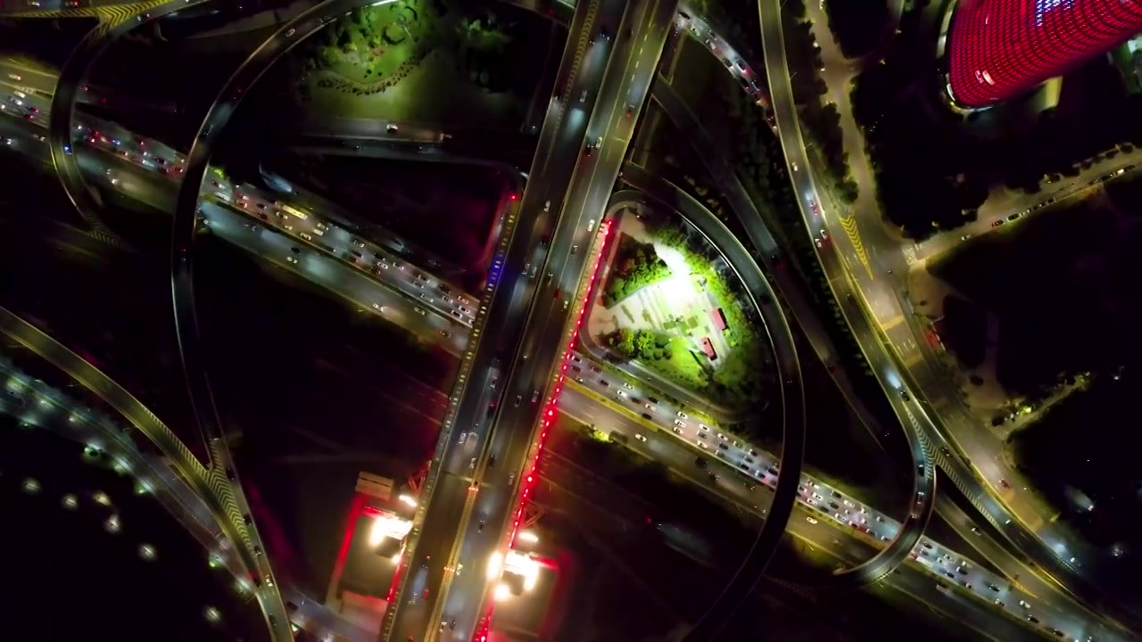 南昌城市夜景立交桥车辆赣江风光航拍视频下载