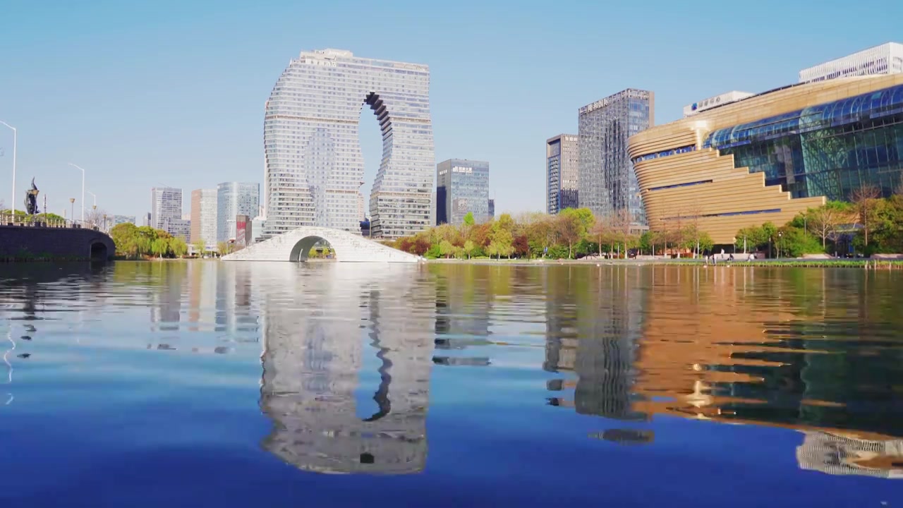 杭州滨江杭州印现代城市高楼大厦建筑风光视频素材