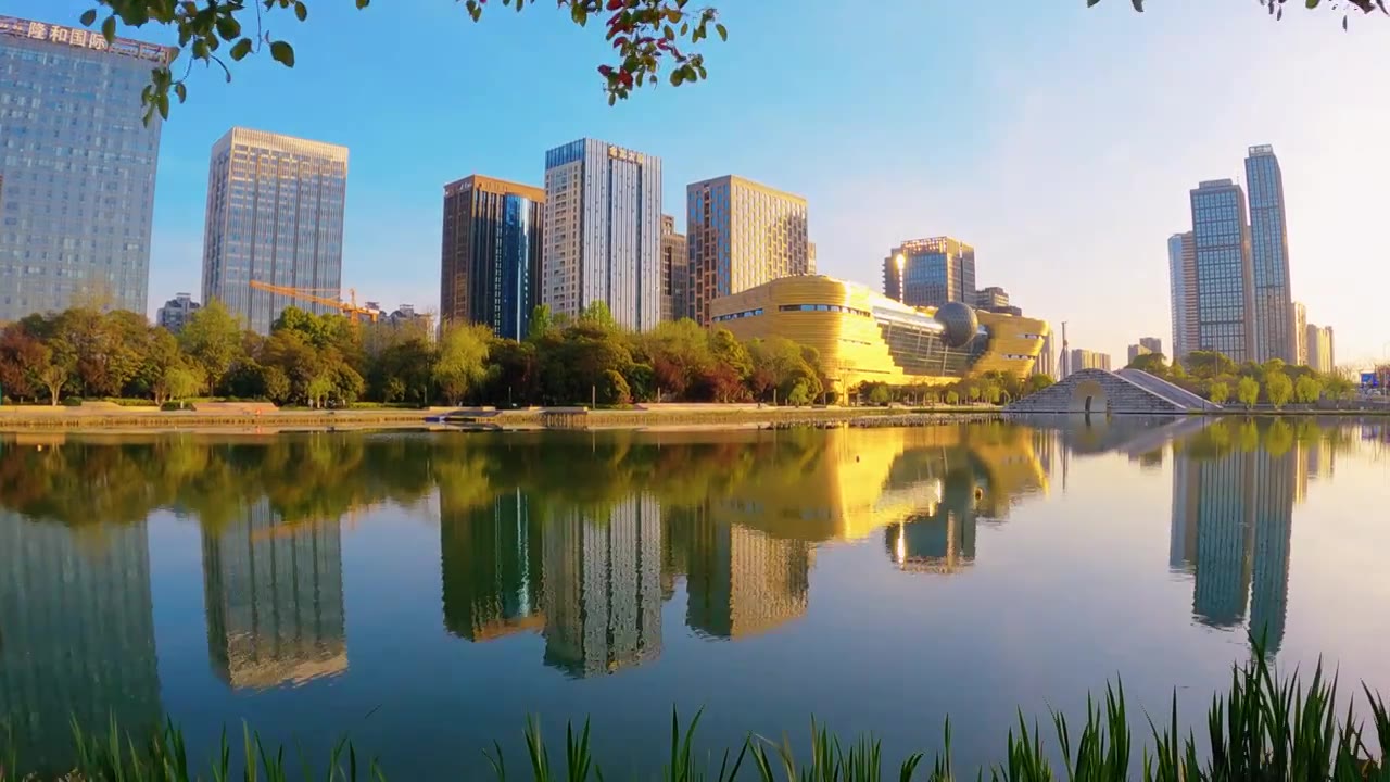 杭州滨江现代城市建筑风光视频素材