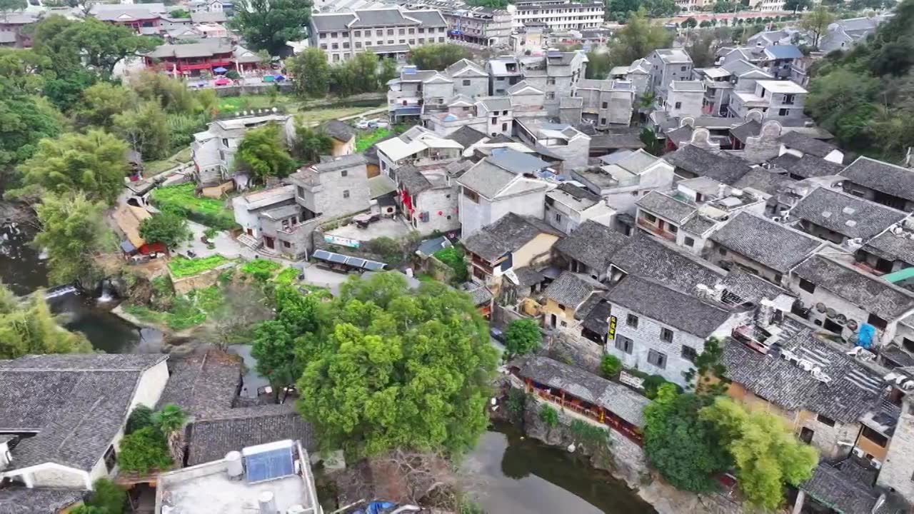 航拍广西贺州黄姚古镇古民居风光视频下载