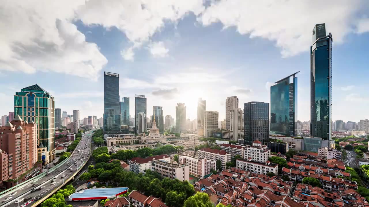 上海静安区CBD商务中心视频素材