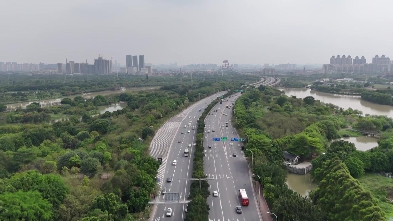 广州海珠区城市交通建筑视频下载