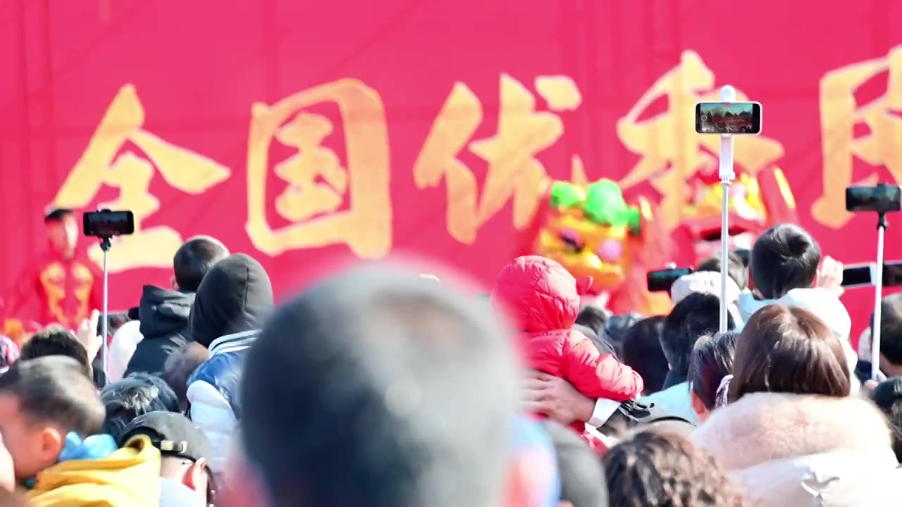 北京地天公园春节庙会游人游客人流喜庆氛围人间烟火人气视频素材