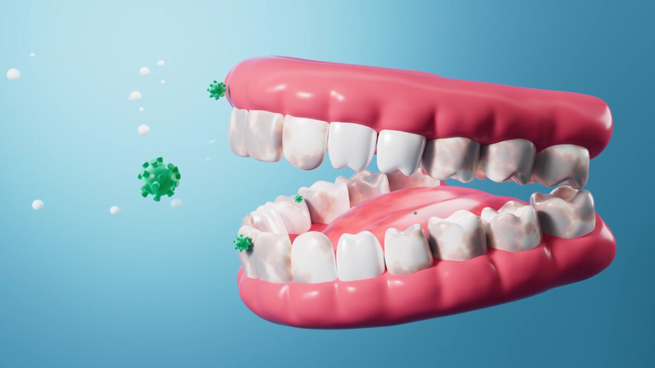 病毒感染牙齿口腔健康动画视频素材
