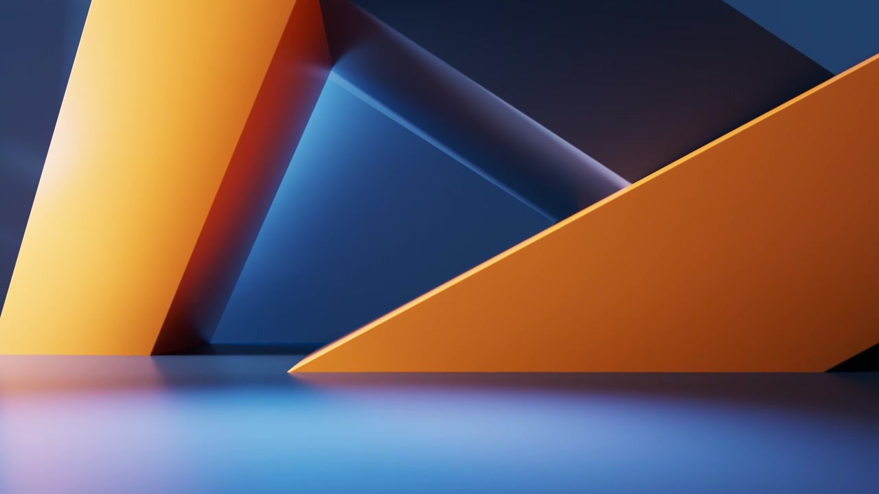 创意彩色几何体建筑空间三维渲染视频下载