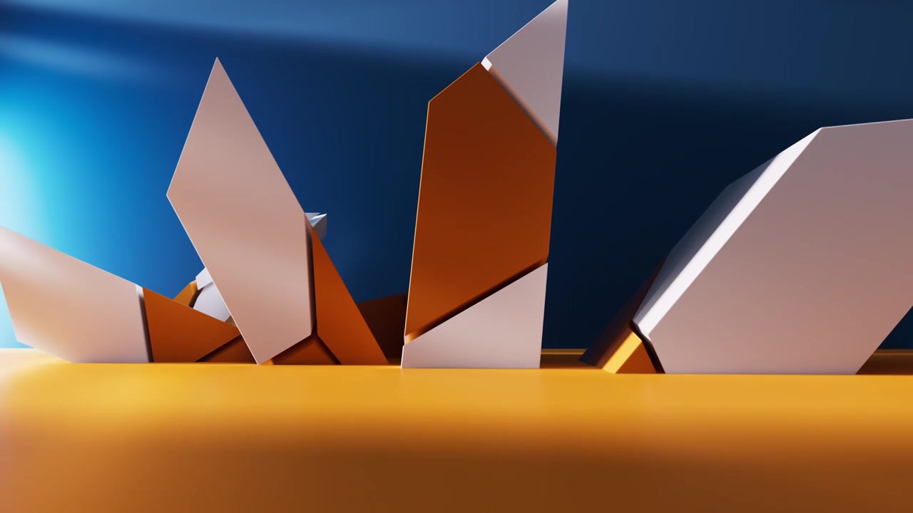 创意橙色几何体建筑空间三维渲染视频下载