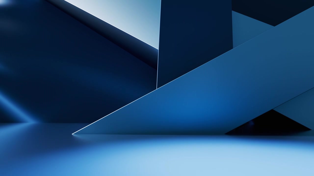 创意蓝色几何体建筑空间三维渲染视频素材