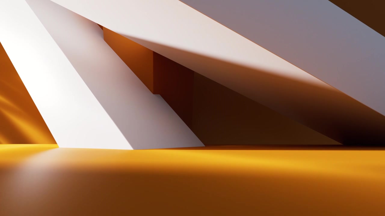 创意橙色几何体建筑空间三维渲染视频素材