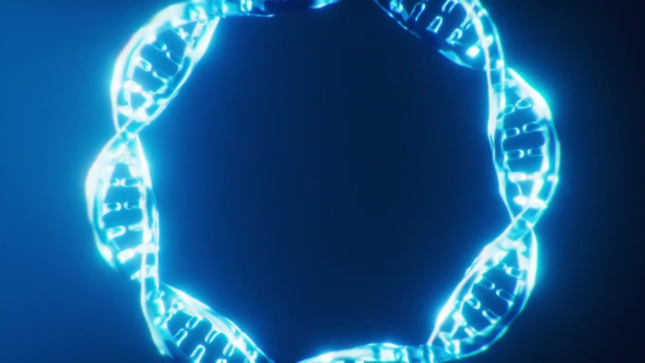 生物DNA与霓虹灯光效果3D渲染视频素材