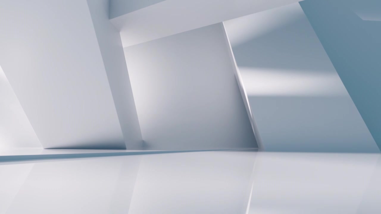 创意白色几何体建筑空间三维渲染视频素材