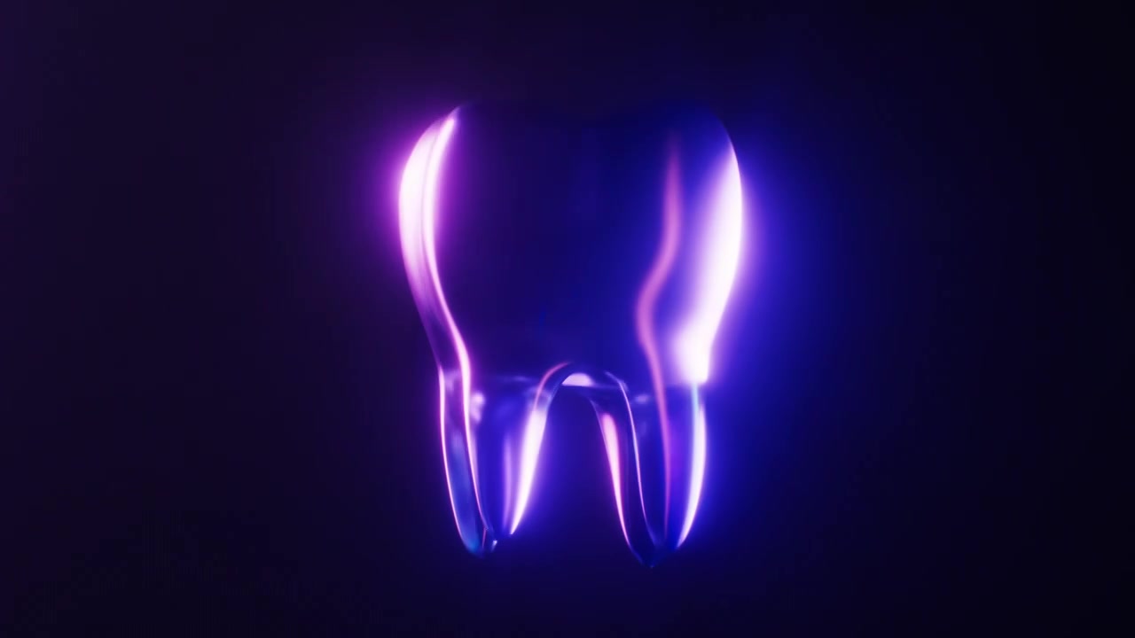 牙齿与霓虹灯光效果循环动画3D渲染视频素材