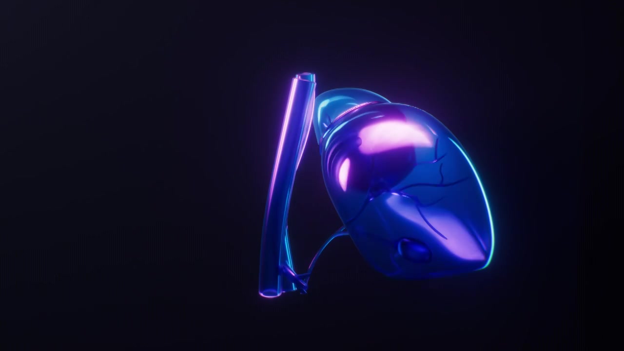 肝脏与霓虹灯光效果循环动画3D渲染视频素材