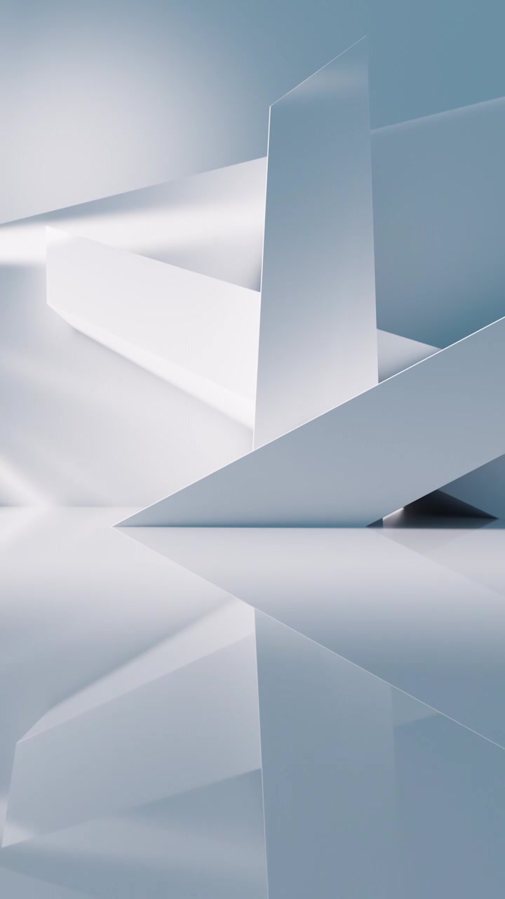创意白色几何体建筑空间三维渲染视频素材