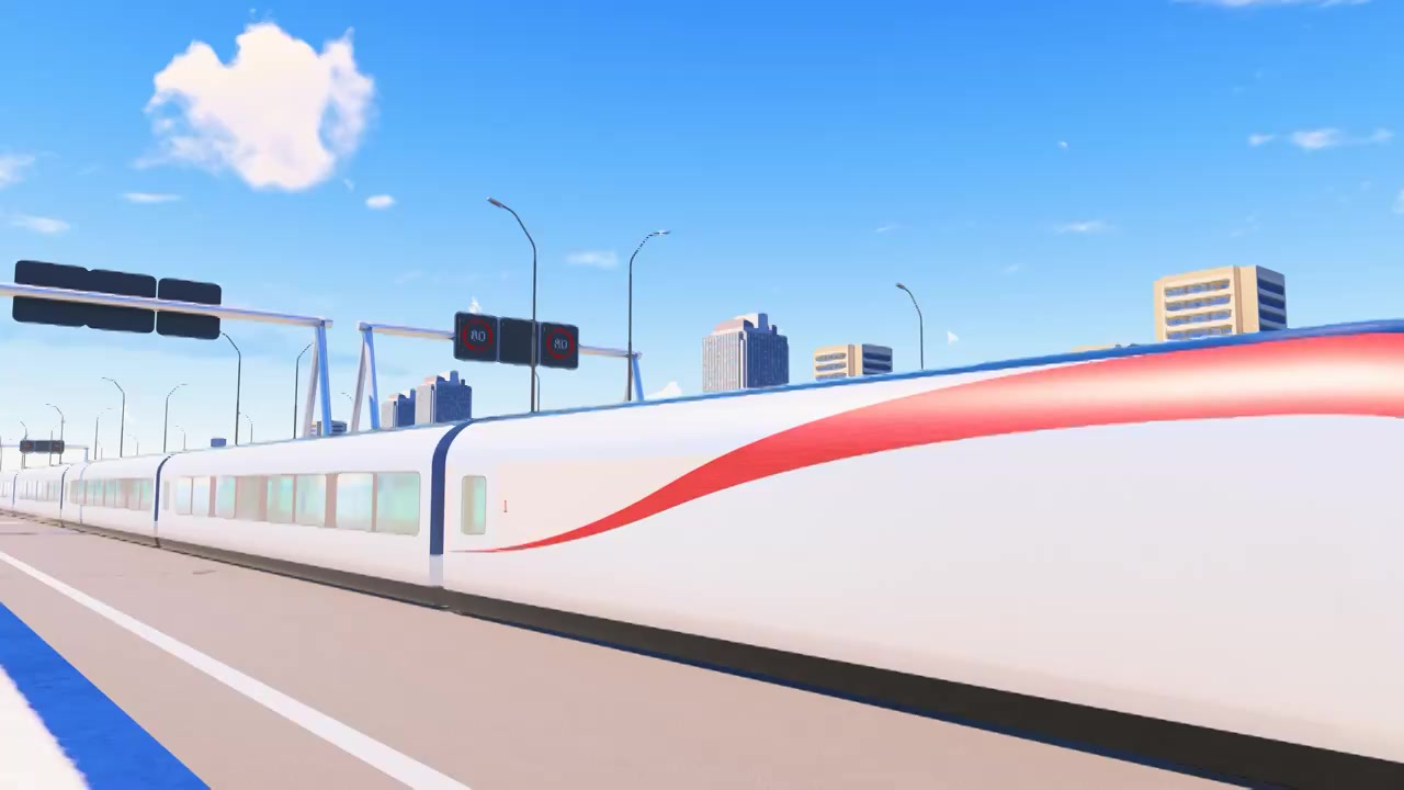 高铁列车进站穿过城区视频下载