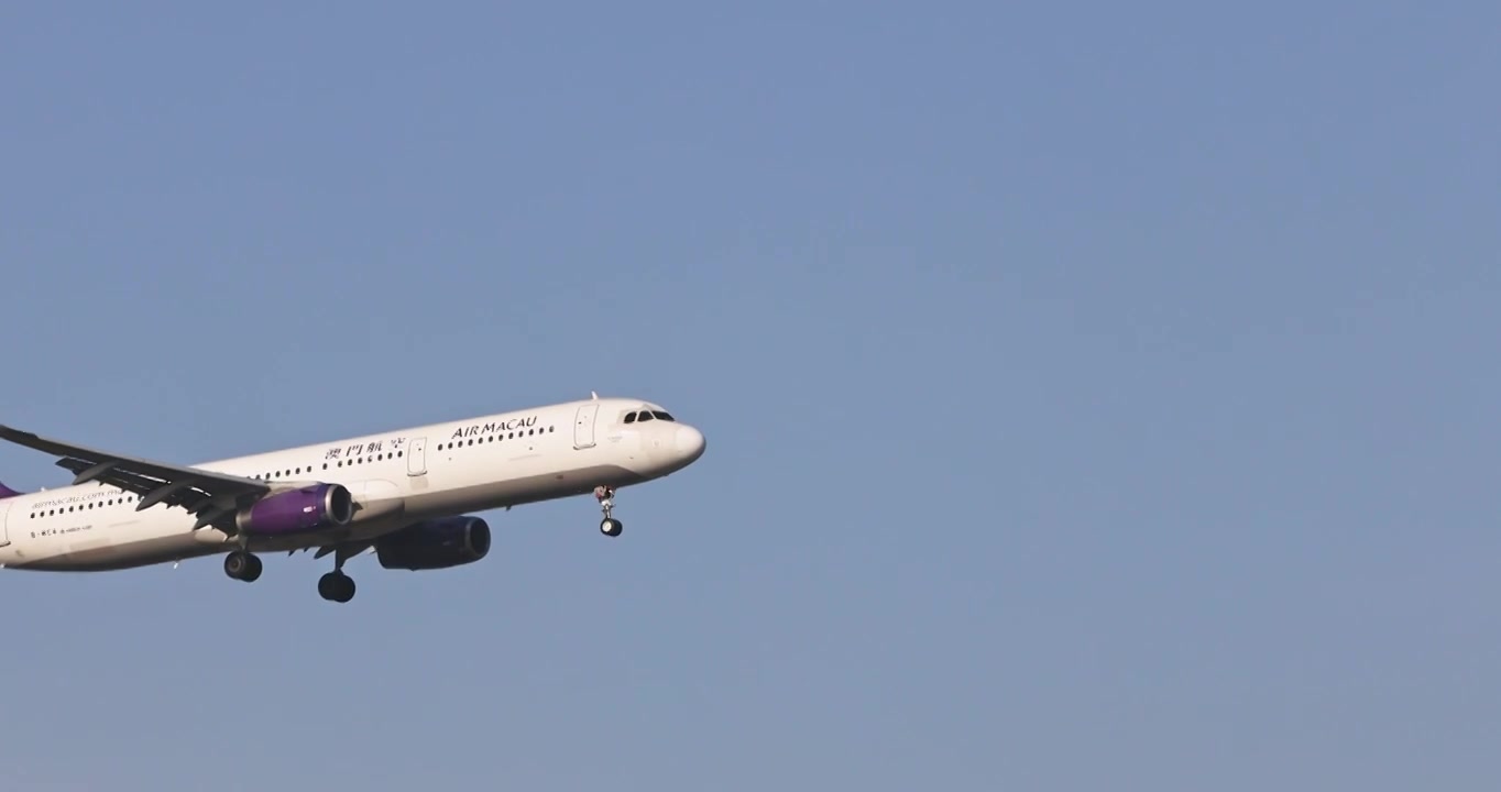 上海市浦东国际机场飞机降落画面视频下载