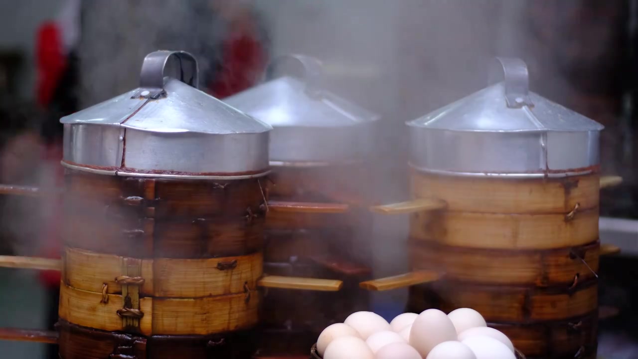 四川省绵阳市蒸笼，中餐，餐具，小吃，包子视频下载
