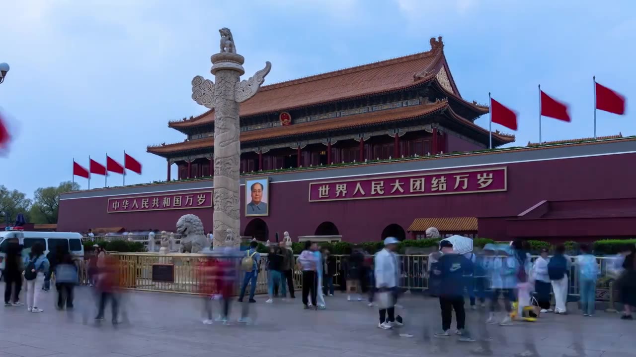 电影版本北京故宫天安门广场人文人流移动延时 时间流逝视频素材