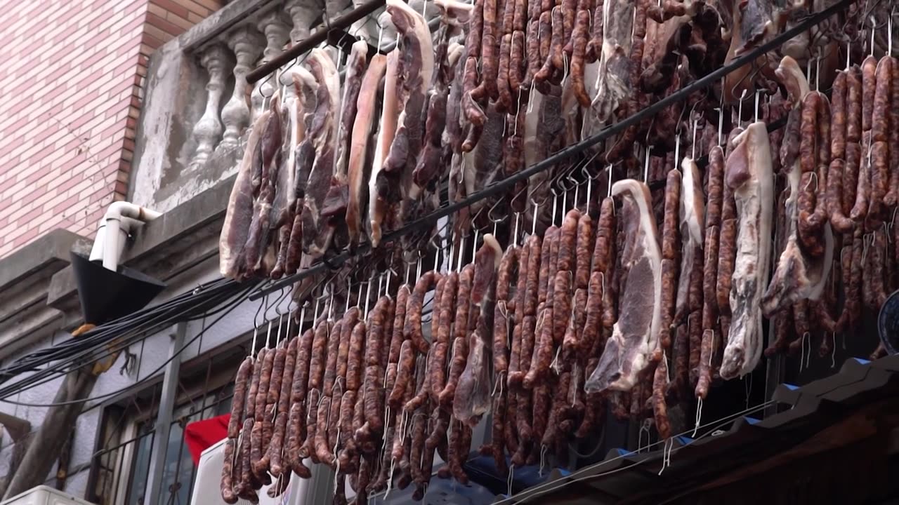 4K过年年味腊肉年货铺子实拍视频视频下载