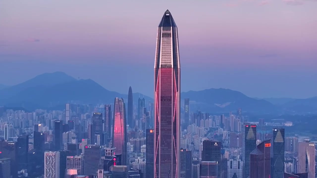 航拍深圳城市天际线建筑视频下载