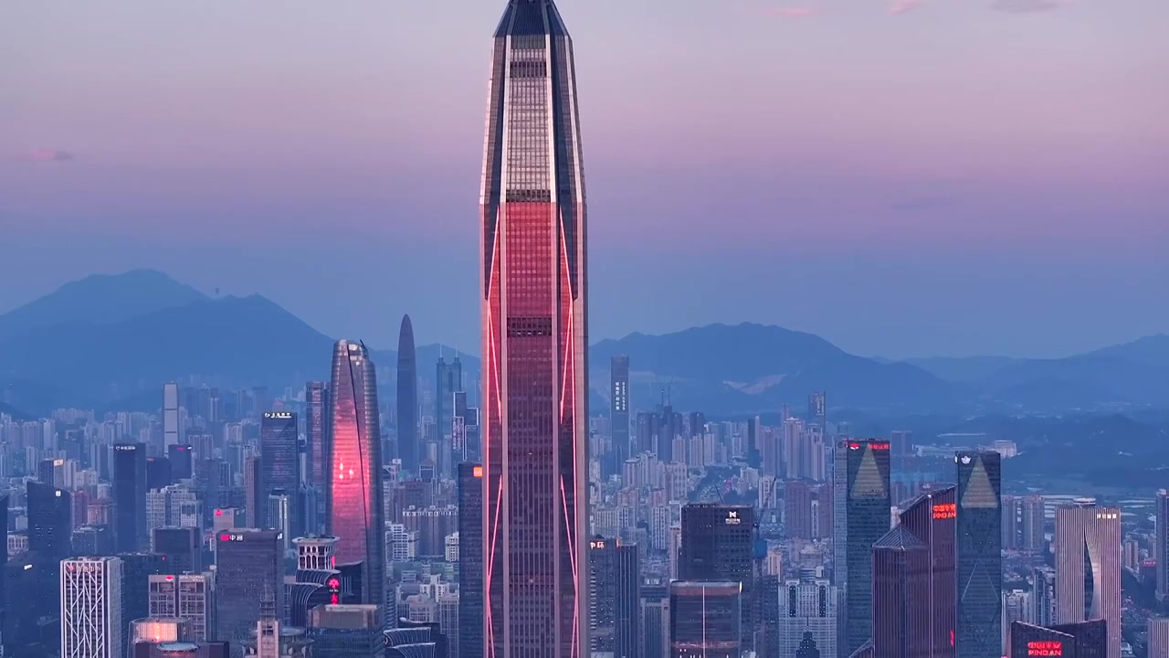 航拍深圳城市天际线建筑视频下载