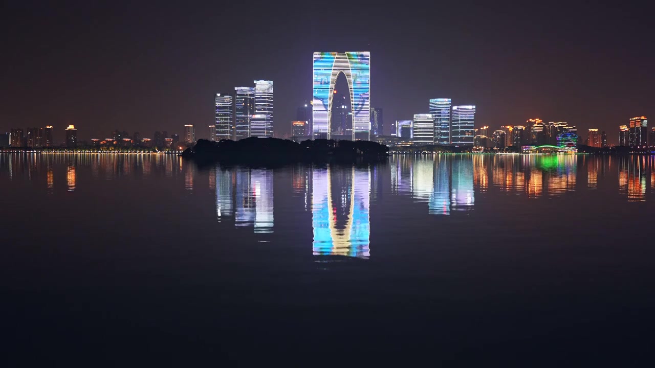 苏州东方之门夜景视频下载