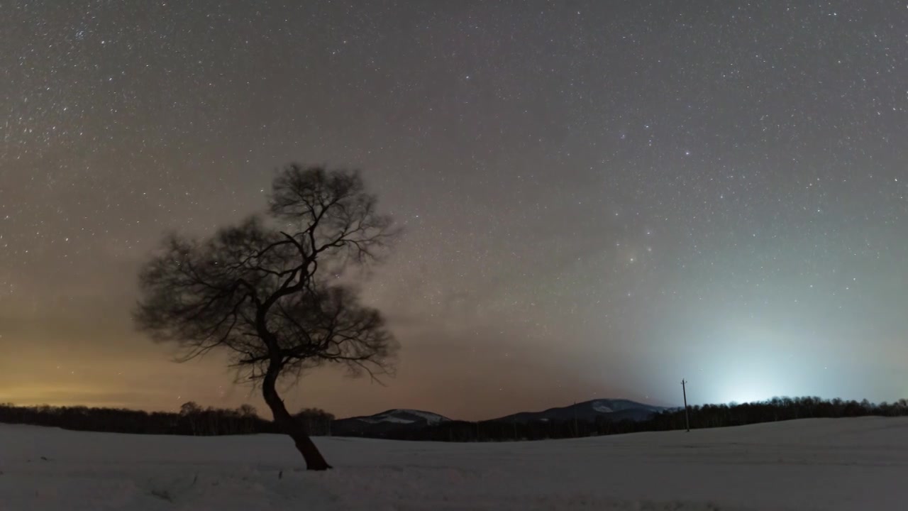 内蒙古自治区宣传片赤峰市乌兰布统景区冬季夜空银河延时摄影视频下载