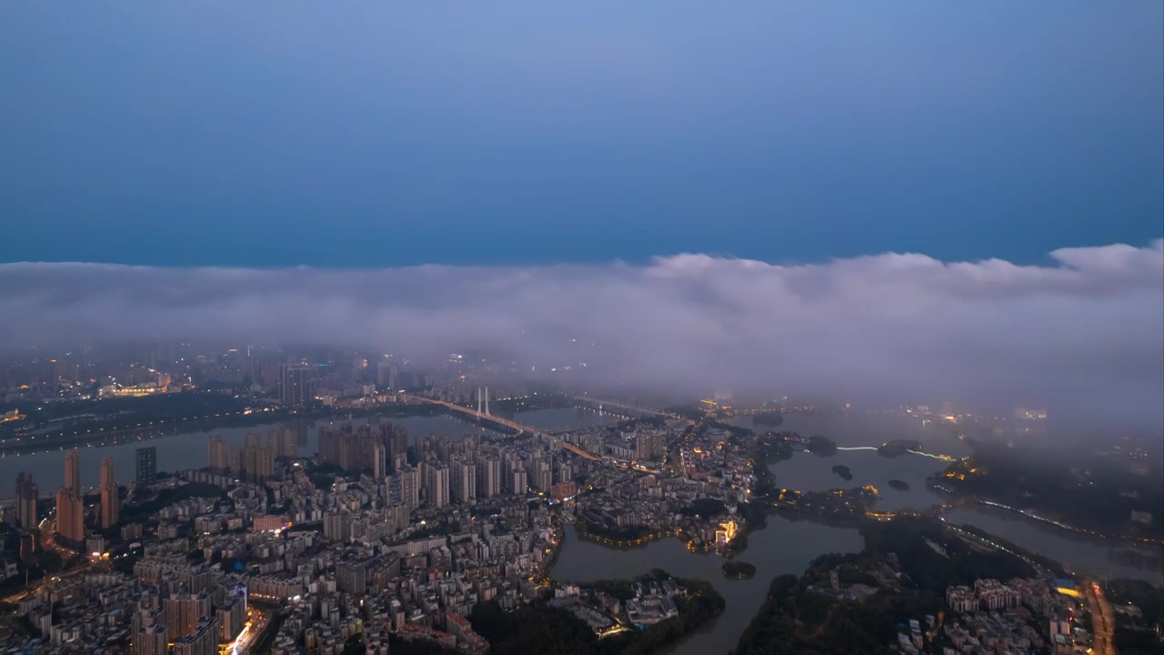 惠州惠城区夜景云海航拍视频下载
