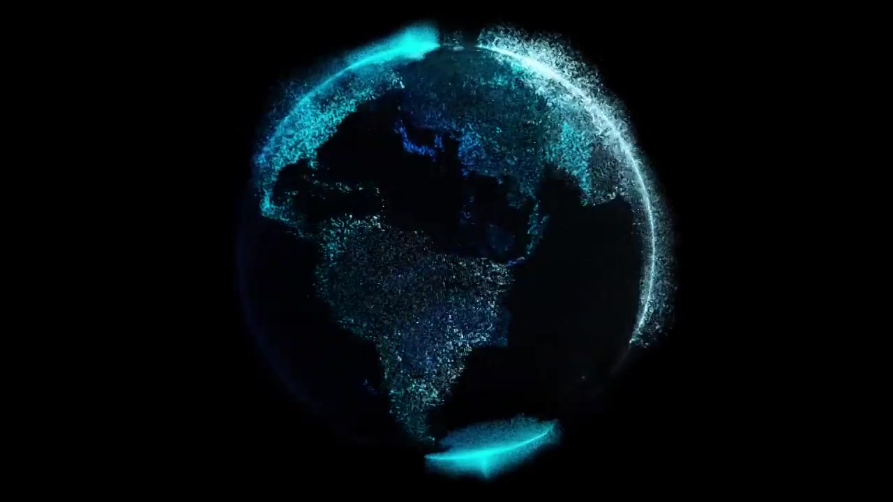 太空地球粒子旋转科技数据通信视频背景视频下载