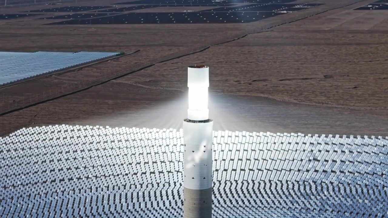新能源光伏发电太阳能发电光热发电科技储能视频下载