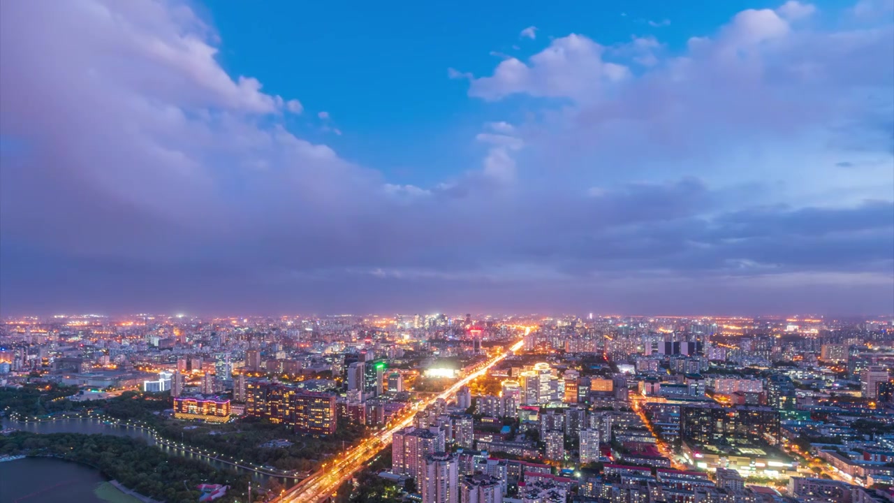俯瞰北京西三环车流夜景视频下载